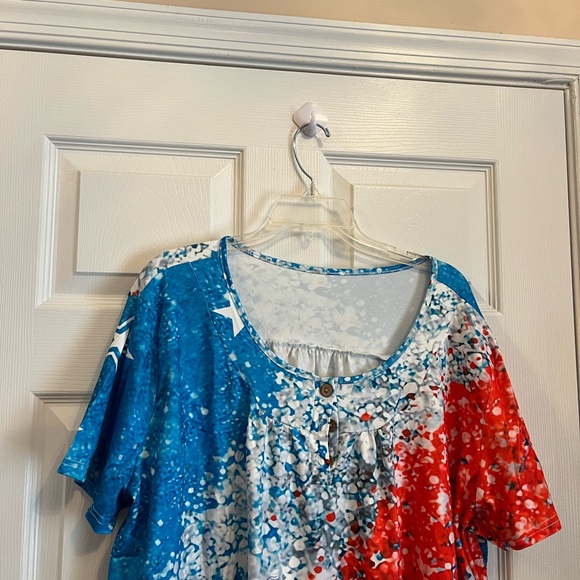 Women's Plus Size Colorblock Ombre Print Button Front Summer Vacation Top 24W - Picture 10 of 10